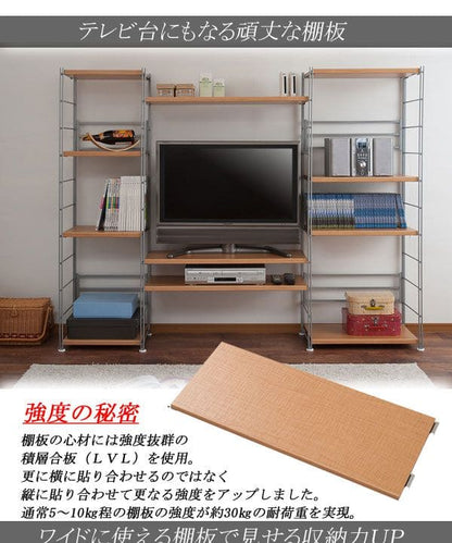 ラック棚スチール可動日本製収納3段幅60テレビ台リビング丈夫棚板スリム本棚木目調洋服観葉植物ディスプレイオープンラックおしゃれ可動棚天板付きコンパクトワイドアイアンシェルフ壁面収納