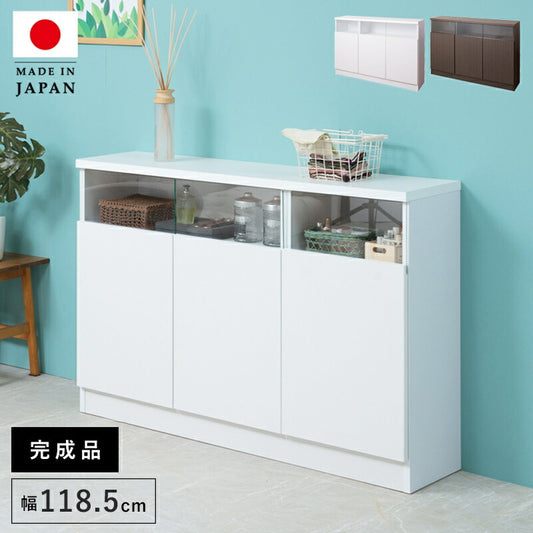 キャビネット完成品木製ガラス日本製リビング棚幅120大容量食器棚引き出し扉付きルーター奥行30収納国産キッチン薄型スクエアおしゃれリビングボードサイドボード本棚ラック低めスリム書類収納
