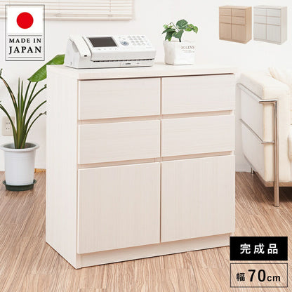キャビネットサイドボード完成品日本製幅70収納ナチュラル電話代引き出し北欧モダン木製リビングスリム扉付きおしゃれロータイプ北欧