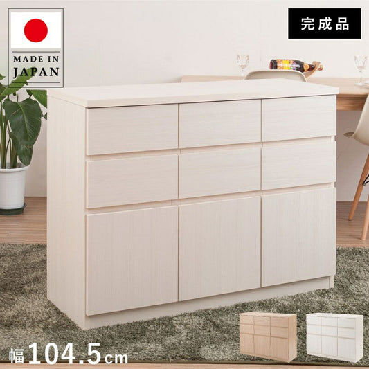 キャビネットサイドボード完成品日本製収納ナチュラル電話代引き出し北欧モダン木製リビングスリム扉付きおしゃれロータイプ北欧幅105