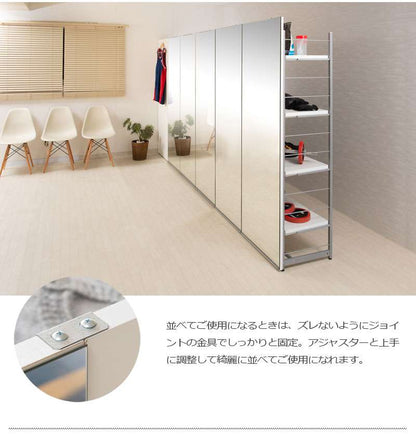 鏡全身ダンスパーテーション間仕切り仕切り収納ミラー姿見大型鏡付きパーティションおしゃれ自立式衝立棚付き4段ラック幅120