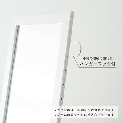 スタンドミラー姿見全身スリム鏡幅35薄型フック一人暮らし日本製木製シンプルハンガー付きリビング大きい自立軽量スタンドおしゃれインテリアコンパクト自立式スタンド軽いミラー等身大大