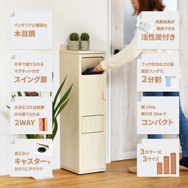 トラッシュボックスツインタイプW250×D325×H995mmごみ箱キャスター付きおしゃれゴミ袋取り換え簡単ゴミ入れキャスター付きおしゃれプッシュ式蓋付きゴミ箱ごみ箱ごみばこふた付きゴミ箱フタ付きゴミ箱蓋付きゴミ箱