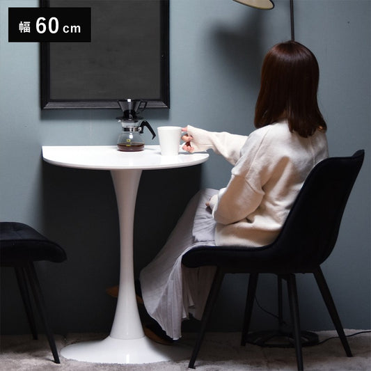 ハーフラウンドテーブル60cm【ホワイト】W600×D600×H730mmチューリップコーヒーテーブルカフェテーブルチューリップテーブルラウンドテーブルダイニングテーブル