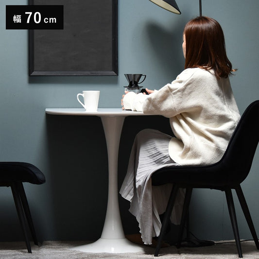 ハーフラウンドテーブル70cm【ホワイト】W700×D700×H730mmチューリップコーヒーテーブルカフェテーブルチューリップテーブルラウンドテーブルダイニングテーブル