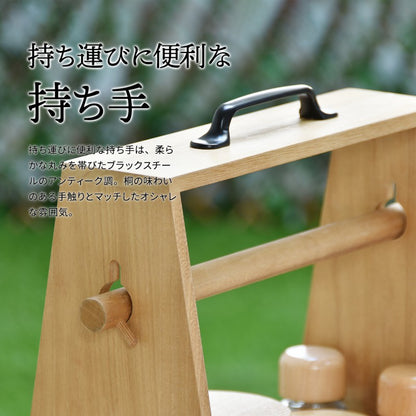 アウトドアペーパーホルダーW320×D150×H325mm（取っ手含む）OUTDOORキャンプ映えハイキングピクニックキャンプキャンプめしキッチン収納木製ラック