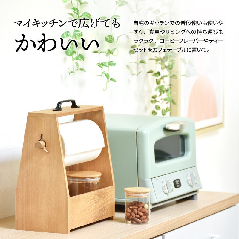 アウトドアペーパーホルダーW320×D150×H325mm（取っ手含む）OUTDOORキャンプ映えハイキングピクニックキャンプキャンプめしキッチン収納木製ラック