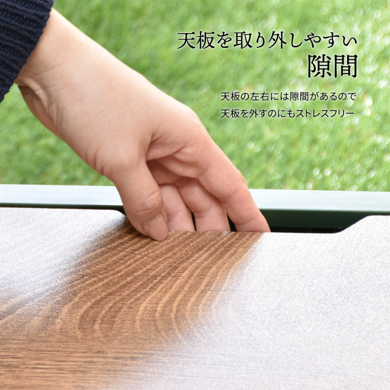 天板付き折りたたみBOXキャスター付き39LW470×D350×H240mm折りたたみコンテナ折りたたみフォールディングコンテナー木目天板テーブル木製天板持ち運び
