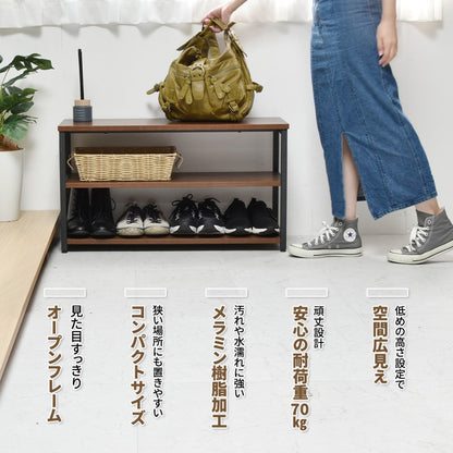 メラミンシューズラックW80W800×D300×H450mm下駄箱玄関収納玄関家具靴ラックラック靴箱収納おしゃれコンパクトシンプル省スペース靴入れブラウンホワイトオープンラックスリッパラックオープン収納靴収納棚