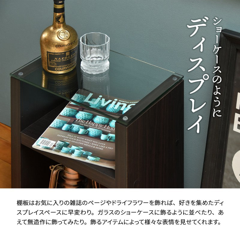 H型ガラスナイトテーブルW380×D260×H485mm強化ガラスガラスサイドテーブルソファサイドテーブルベッドサイドテーブルガラステーブルガラス製ベッドサイド