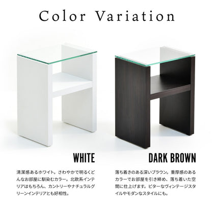 H型ガラスナイトテーブルW380×D260×H485mm強化ガラスガラスサイドテーブルソファサイドテーブルベッドサイドテーブルガラステーブルガラス製ベッドサイド