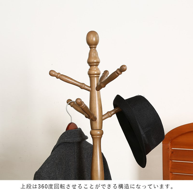 ポールハンガー木製コートハンガーアンティーク玄関スリムおしゃれハンガーラックポール北欧コンパクトカバン掛け頑丈省スペース洋服掛けコート掛けスタンドハンガーシンプル高級感木ハンガーポールスタンドハンガーポール天然木回転薄型