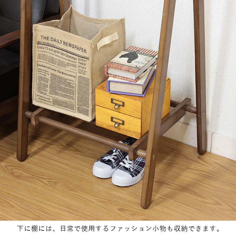 ハンガーラック木製折りたたみ頑丈スリム省スペースコートハンガー幅80棚付きコート掛けシンプルおしゃれコンパクト洋服掛け北欧ハンガーラック洋服収納大容量軽量80cm幅シングルハンガースタンド薄型高い子供服a型三角スタンドウッド