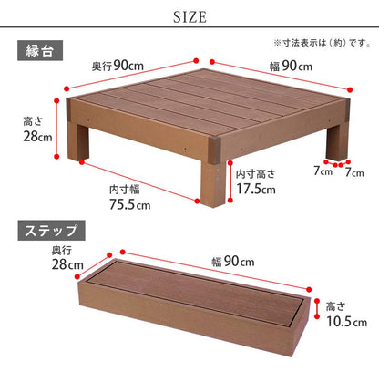 人工木ウッドデッキecomoku（エコモク）4台ステップセット