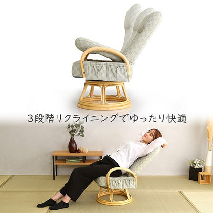 リクライニング付き回転高座椅子椿座椅子全2色クッション腰痛対策回転ブラウングリーン膝の痛み和室イス椅子チェア和座椅子軽量イスリクライニングチェア折りたたみコンパクトシンプル
