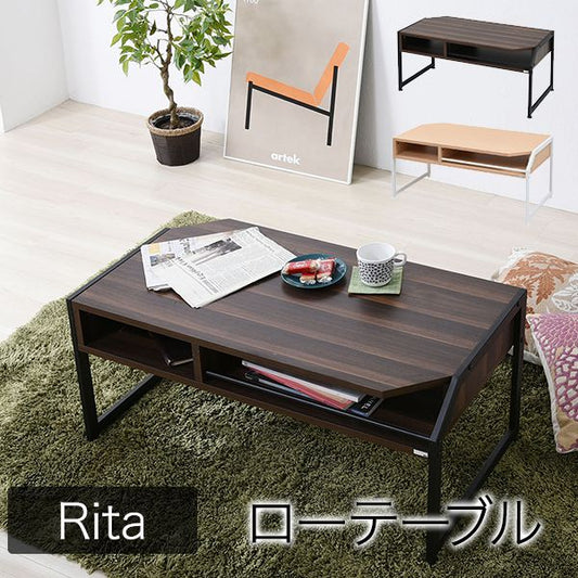 テーブルローテーブルRita北欧風センターテーブル北欧テイストおしゃれ木製スチールホワイトブラック