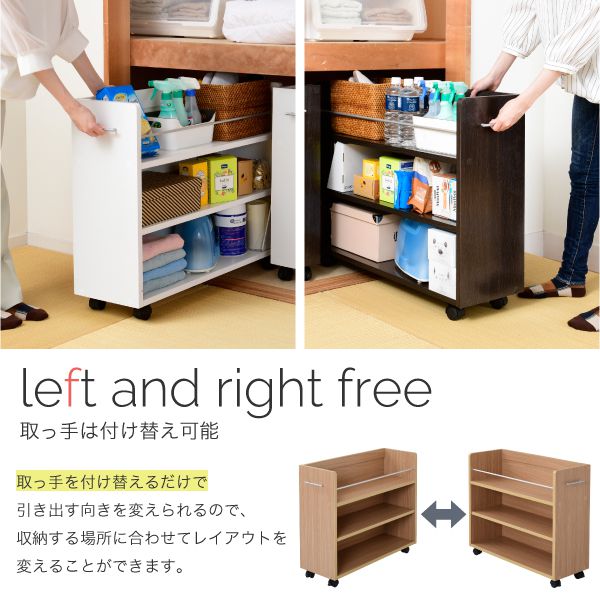 押入れラック収納ラック本棚2個セット幅26.5奥行78.5キャスター付き隙間ワイドワゴン棚3段大容量CDDVD本漫画整理押し入れ収納スライド