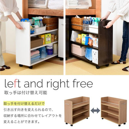 押入れラック収納ラック本棚2個セット幅26.5奥行78.5キャスター付き隙間ワイドワゴン棚3段大容量CDDVD本漫画整理押し入れ収納スライド