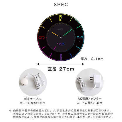 掛け時計デジタル時計カラーグラデーション明るさ2段階調整時計かっこいい電波時計キッズ子供壁掛けライト光るおしゃれリビング家族プレゼント贈り物ギフト男の子