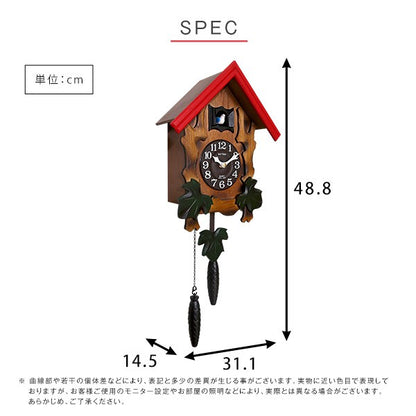掛け時計カッコークロック飾り振子付き時計掛け時計ギフトおしゃれプレゼントかわいい新築祝い結婚記念日還暦祝いからくり時計鳩時計カッコー時計ナチュラル子供部屋リビング北欧お礼大きい
