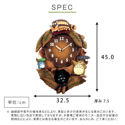 掛け時計となりのトトロからくり時計こだわりの天然木製時計からくりかわいいジブリトトロまっくろくろすけキッズ子供壁掛けミュージック音楽曲リビング家族癒しプレゼント贈り物ギフト