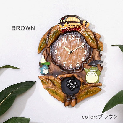 掛け時計となりのトトロからくり時計こだわりの天然木製時計からくりかわいいジブリトトロまっくろくろすけキッズ子供壁掛けミュージック音楽曲リビング家族癒しプレゼント贈り物ギフト