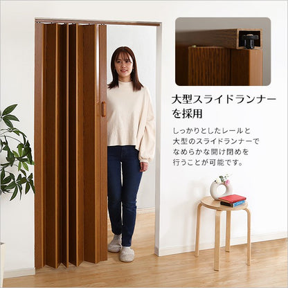 高級感溢れる工事不要な木目調パネルドアパネルドアアコーディオンカーテン間仕切り木目調おしゃれ幅調整可能ホワイト白ブラウン茶取り付け簡単幅95cm丈174cm脱衣所洗面所キッチン