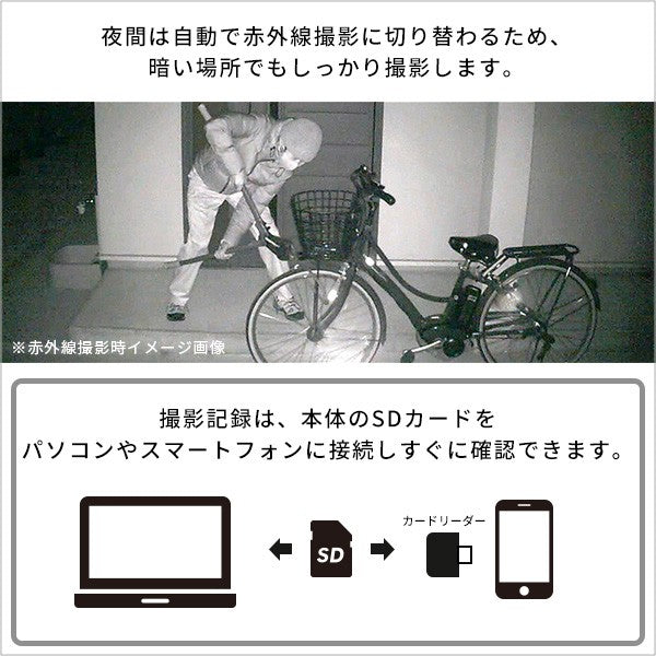 乾電池式どこでもセンサーカメラカメラ防犯カメラセンサーカメラ動画静止画防水防塵夜間どこでも設置マグネット取り付けモード切り替え高性能使いやすい乾電池SDカードゴリラポッド
