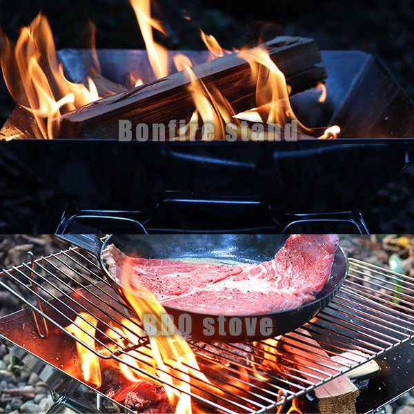 バーベキューたき火台焚き火台バーベキューコンロコンパクト焚火台収納バッグ付きBBQコンロソロキャンプアウトドア折りたたみたき火台焚き火キャンプ道具かっこいい簡単楽しい