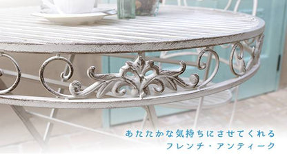 ブランティークホワイトアイアンチェア2脚セット【送料無料ガーデンテーブルテラス庭ウッドデッキ椅子アンティーククラシカルイングリッシュガーデンファニチャーシンプル北欧インテリア家具おしゃれカフェ】