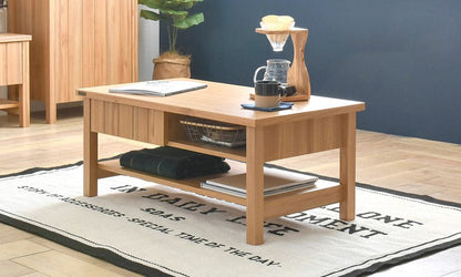 センターテーブル大きい木製北欧リビングテーブル90引き出しコンパクトおしゃれインテリアヴィンテージ安いローテーブル一人暮らし収納付き