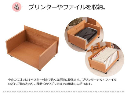 デスク机完成品日本製パソコンpcローデスクパソコンデスク収納ロータイプ引き出し幅120学習机おしゃれ子供木製ラックキャスター