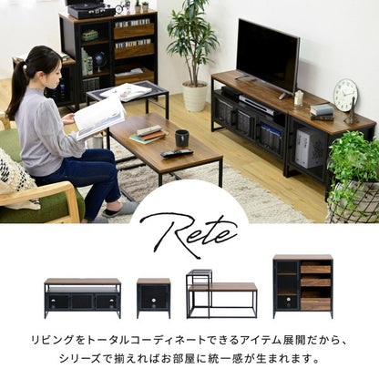 サイドテーブル収納付きサイドラック収納棚扉付き幅45コの字黒アイアンベッドサイドディスプレイラックマガジンラックベッド横鉄鉄製