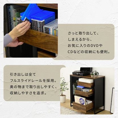 キャビネット扉付きリビングボードハイタイプサイドボード幅80収納棚チェストスチール鉄鉄製リビング収納引き出し高級感ブラック黒