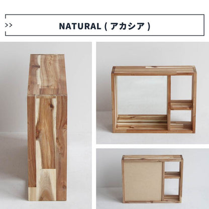 ラック棚卓上完成品木製スリム収納薄型ミニ玄関小物幅45ディスプレイ小さいデスク上リビング小型机上オープンラックおしゃれ鏡付きコンパクトウッド北欧木目調観葉植物プランターミラー鏡