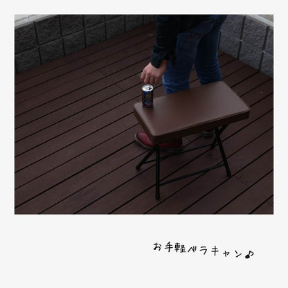 スツール椅子折りたたみ四角ウレタン低め玄関薄型クッションロースリム軽量コンパクト小型屋外合皮ベンチキャンプアウトドアおしゃれミニ小さいロータイプ軽い長方形皮革レザー庭スチール
