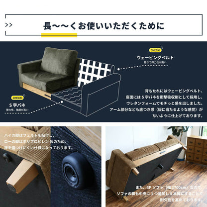 ソファ3人掛け二人掛けヴィンテージ肘掛けusbコーデュロイコンセント脚付き柔らかめ大型170木製リビングウレタン大きい天然木おしゃれソファー片肘木脚ワイドファミリー用ビンテージ高級格安